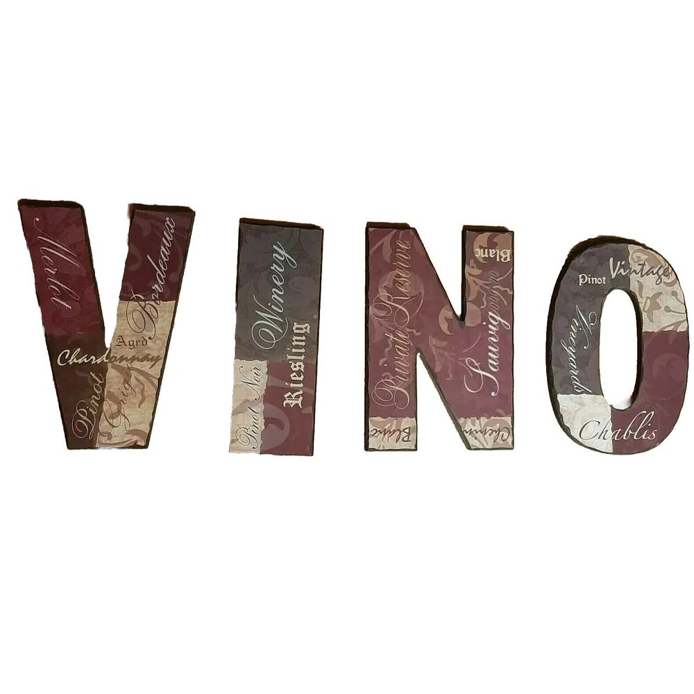 Wine Bar Essential - Decorative Wall Hanging Letters. Spells Out "VINO"